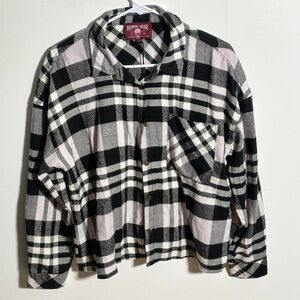 Hippie Rose Monochrome Plaid Button-Up